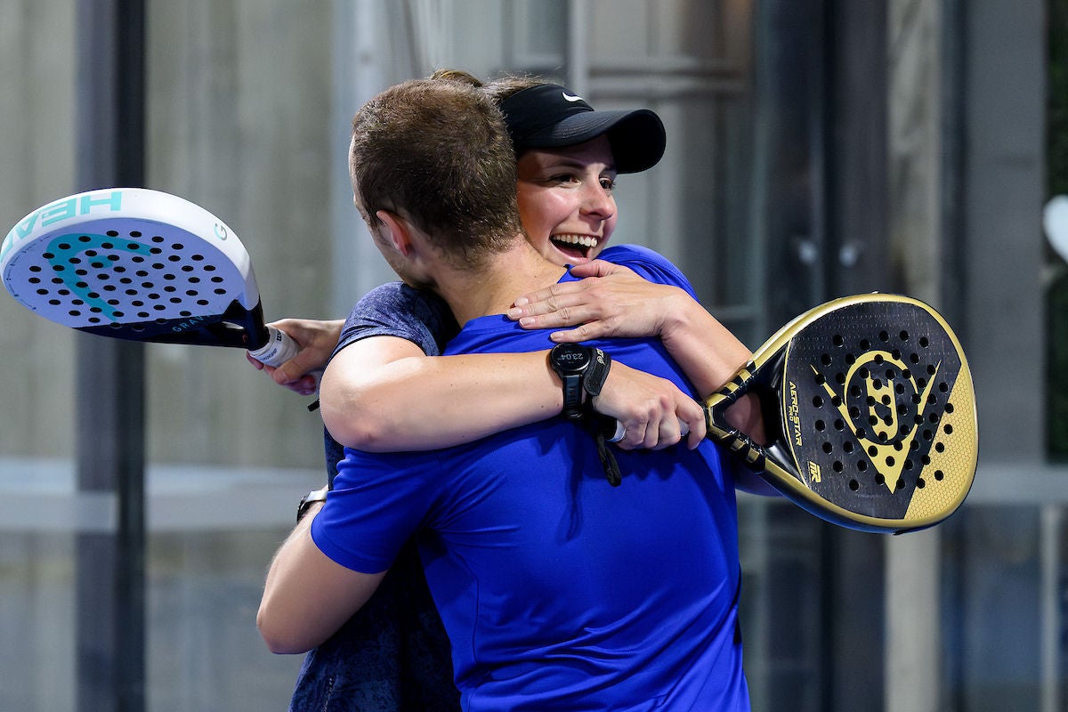 September 4: Adam Gordon and Gabriella Hay celebrate winning the final at the Club Med Padel Cup at Indoor Padel Alexandria in Sydney on Thursday, September 4, 2025. Photo by TENNIS AUSTRALIA/ STEVE MARKHAM