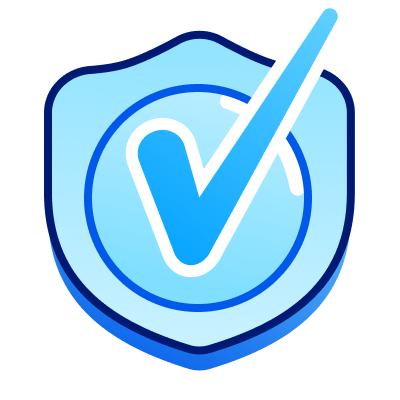 A shield with a tick