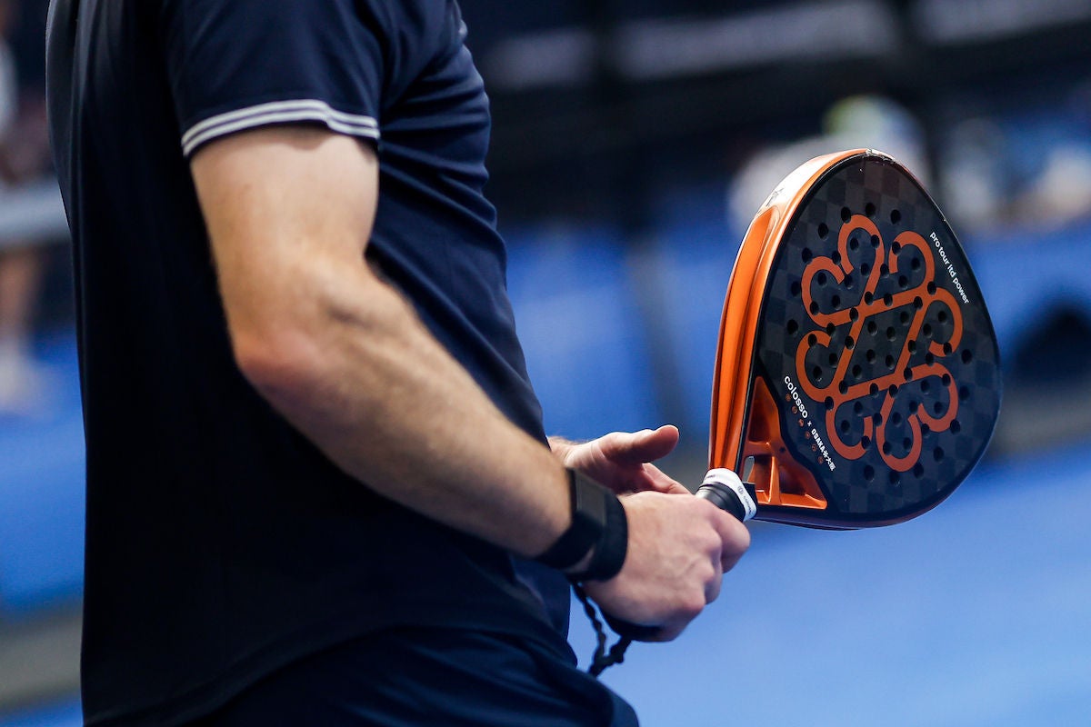 April 11: A detail shot of a raquet during a Masters Men’s 35+ match at The Nordic Padel (APT M1000) on Saturday, April 11, 2026 Photo by TENNIS AUSTRALIA/DYLAN BURNS