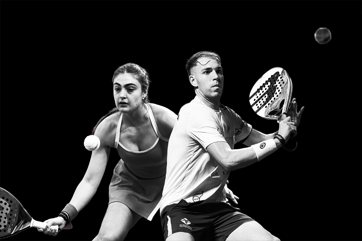 Two people playing padel.