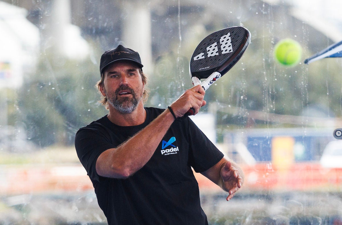 December 6: Pat Rafter at the launch of the Padel program for 2025 at Game4Padel at Docklands on Friday, December 6, 2024. Photo by TENNIS AUSTRALIA/ AARON FRANCIS